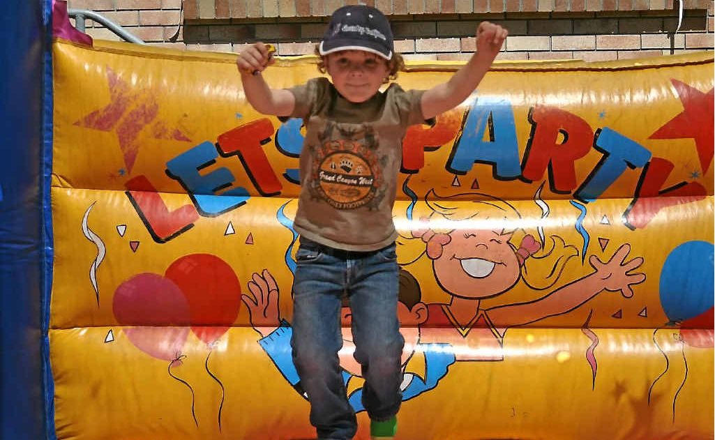 Gus Gillespie enjoys the jumping castle. Gus Gillespie enjoys the jumping castle.